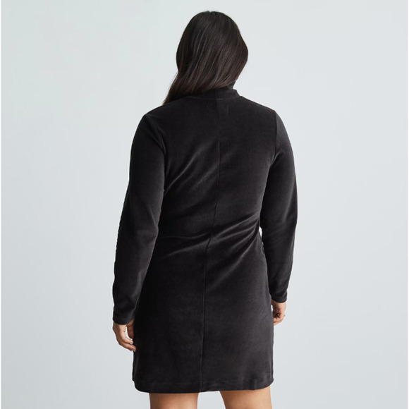 Everlane Womens The Velour Mini Dress Large Black Mockneck Long Sleeve NWOT - Picture 4 of 10